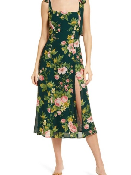 Reformation Twilight Tie Shoulder Midi Dress In Belvedere